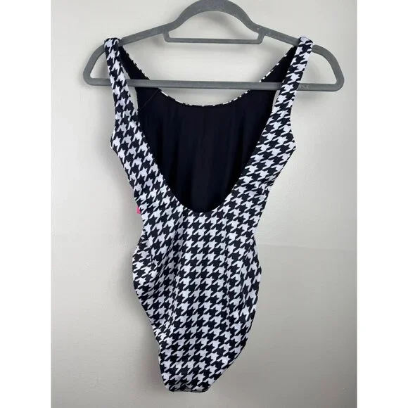 Terez Swim Black and White Houndstooth One Piece Swimsuit Textured Size XS NWT - Picture 3 of 4